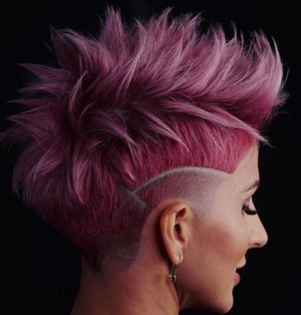 Faded side shaved pink or purple updos