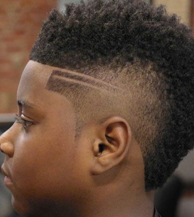 Straight fade line mohawk hairstyle