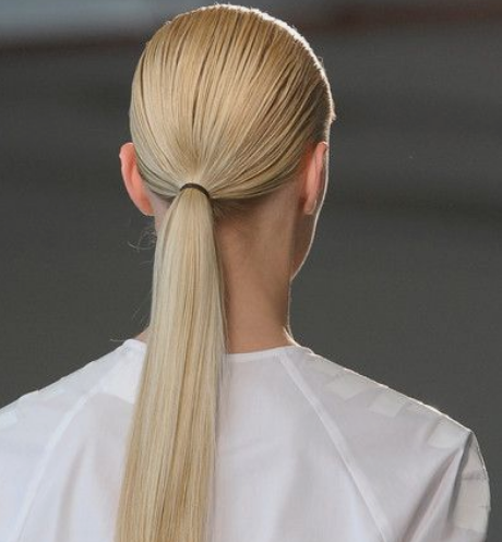 Offwhite long and straight ponytail