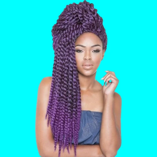 Long twists burgundy hairstyle