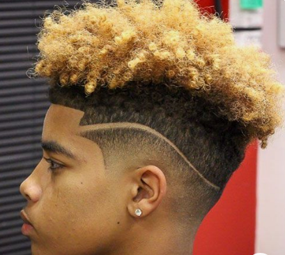 Kinky topped afro with temp fade