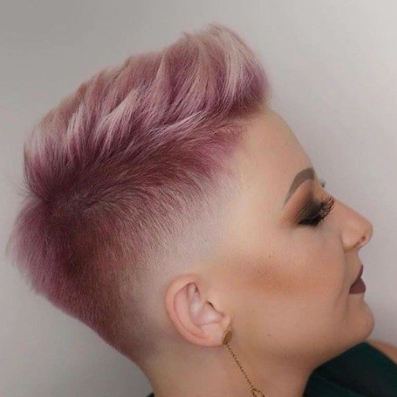 Light pink highlighted short-sided textured quiff