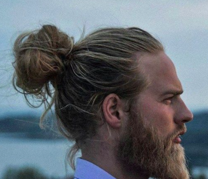 Man bun with beard